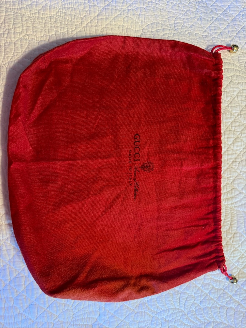 Gucci Vintage Red Accessory Collection Drawstring Dust Bag W/COA 12x15 Inches
